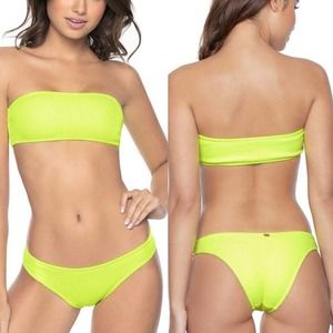 Pilyq Pineapple Reef Yellow Bandeau Teeny Bikini